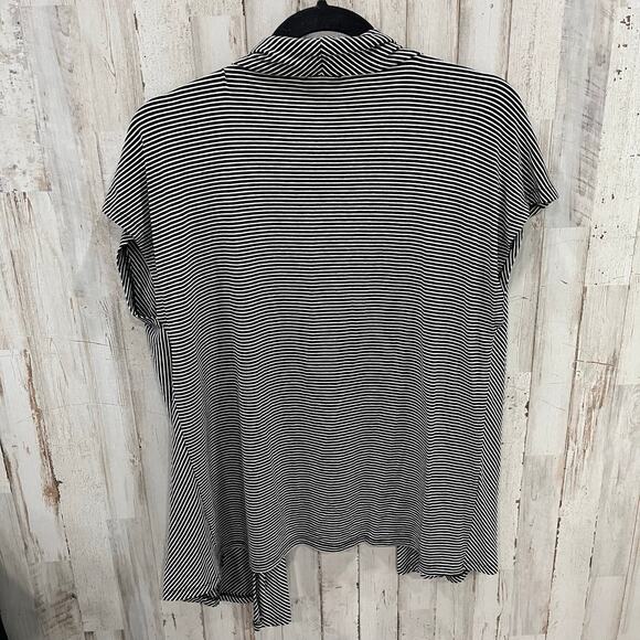 Talbots Black White Stripe Open Front Short Sleeve Cardigan Womens Medium Petite - Picture 4 of 5